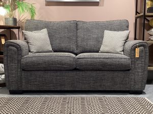 Sopha Clearance Galaxy Small Sofa in Charcoal Shelby Chenille Plain with Charcoal Diamond Scatters