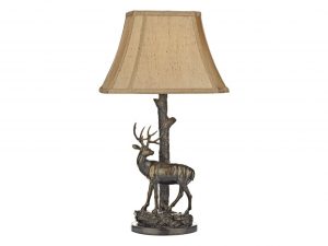 Elior Deer Table Lamp in Aged Brass with Shade
