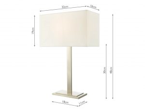 Xavier Satin Nickel Table Lamp with Shade Dimensions
