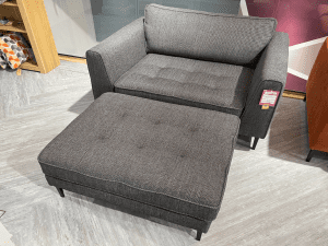 Sopha Clearance Snuggler and Footstool - Panna Cotta in Zeus Charcoal